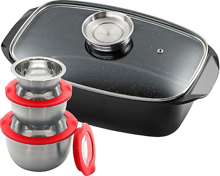 KING Bräter "5 Liter" Set, 3 Schüsseln mit Kunststoffdeckeln: Ø17.5 Ø14.5 Ø günstig online kaufen