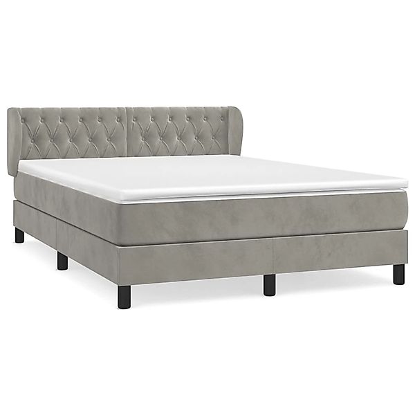 vidaXL Boxspringbett mit Matratze Hellgrau 140x200 cm Samt1394279 günstig online kaufen