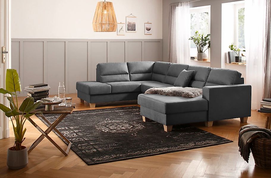Home affaire Wohnlandschaft "Navan, komfortabel mit viel Platz, U-Form", wa günstig online kaufen