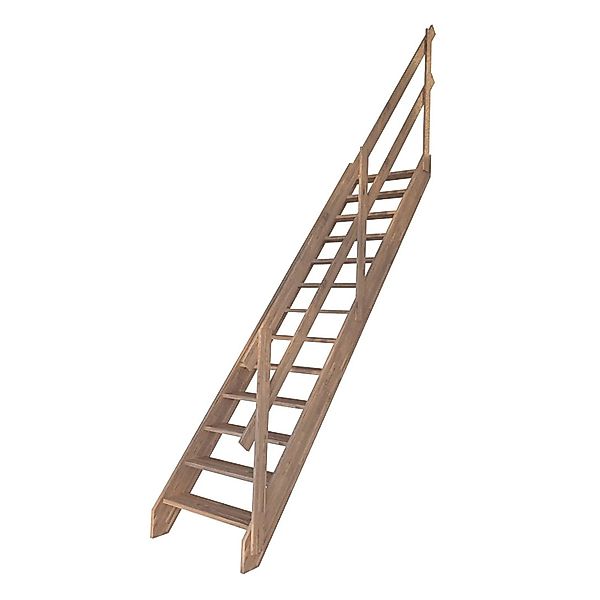 StarWood Treppe Rhodos Eiche Gerade Holzgeländer FSC® günstig online kaufen