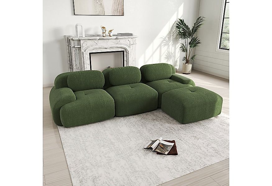 Leawin Sofa Modulares Cord-Ecksofa ohne Montage mit ergonomischen Armlehnen günstig online kaufen