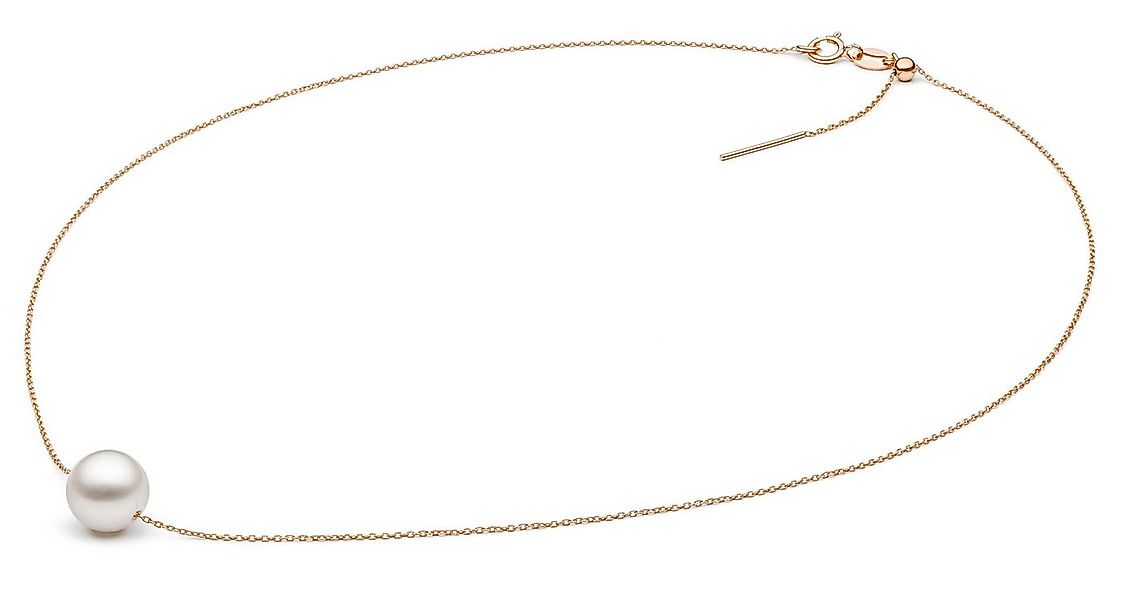 Gaura Pearls Perlenkette echte weiße Süßwasserzuchtperle 8-9 mm, 585 Roségo günstig online kaufen