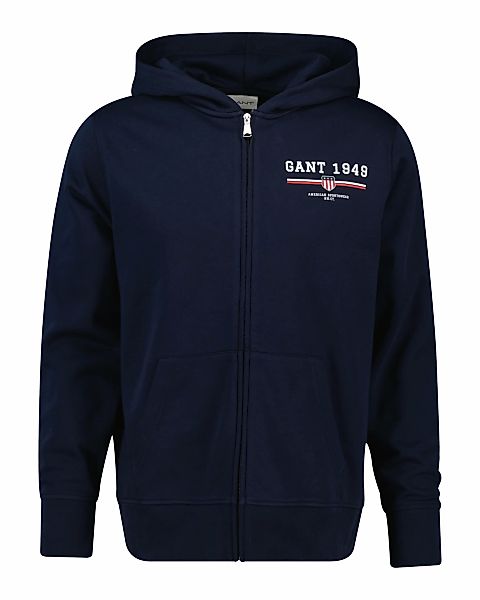 Gant Kapuzensweatjacke "GRAPHIC FULL ZIP HOODIE", Kängurutasche, Rippbündch günstig online kaufen
