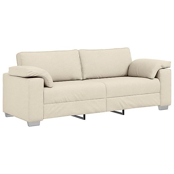 vidaXL Sofa Beige Metall, Holz, Schaum, Textilene, Leinen 3-Sitzer, 1 Teile günstig online kaufen