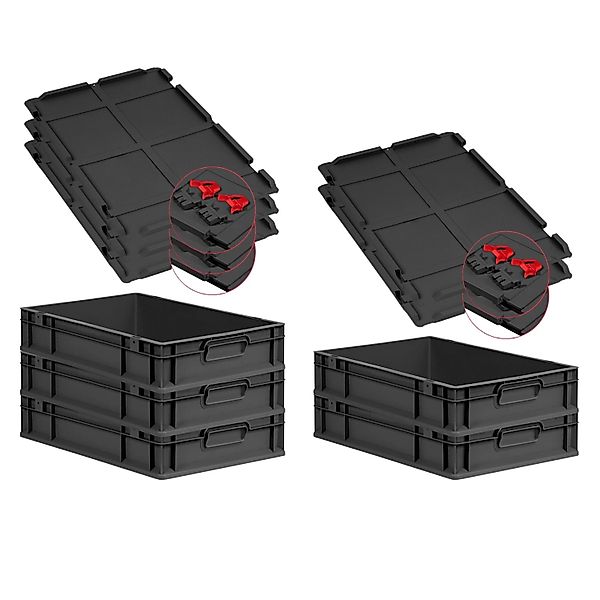 PROREGAL SuperSparSet 5x Eurobox Nextgen Grip Mit Scharnierdeckel Und Roten günstig online kaufen