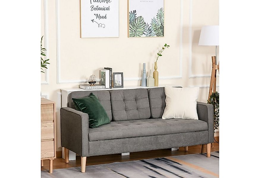 HOMCOM Sofa abnehmbar mit Kissen, aus Gummiholz, Einzelstück 1 Teile, Staur günstig online kaufen