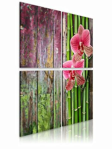artgeist Wandbild Bambus und Orchidee mehrfarbig Gr. 90 x 90 günstig online kaufen