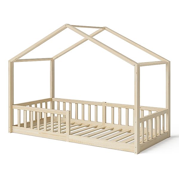 Bellabino Hausbett Bia mit Rausfallschutz und Lattenrost (natur, mit Matrat günstig online kaufen