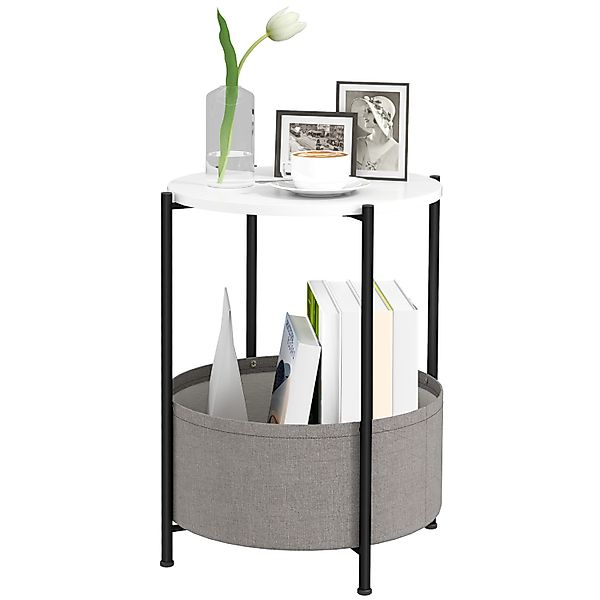 HOMCOM Beistelltisch  Spanplatte Stahl Weiß Grau 44L x 44B x 56H cm günstig online kaufen