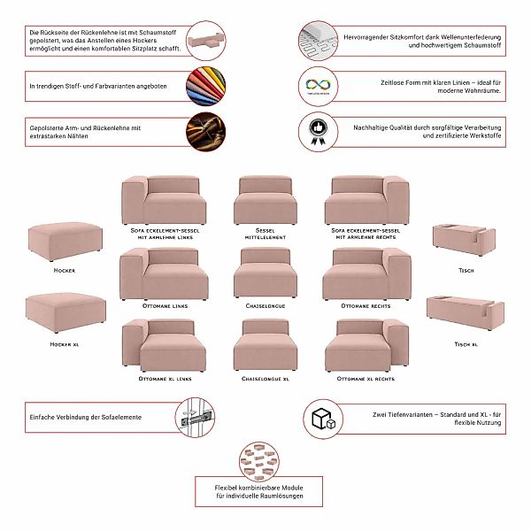 INOSIGN Sofa-Eckelement "HAILY Sessel mit Armlehne links/rechts, Maße B/T/H günstig online kaufen