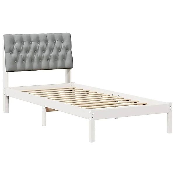 vidaXL Bettgestell mit Gepolstertem Kopfteil Weiß 90 x 200 cm 878848 günstig online kaufen