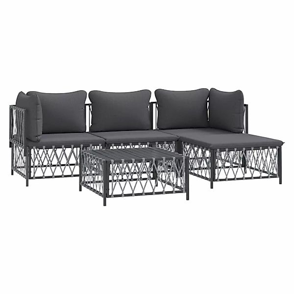 Vidaxl 5-tlg. Garten-lounge-set Mit Kissen Anthrazit Stahl günstig online kaufen