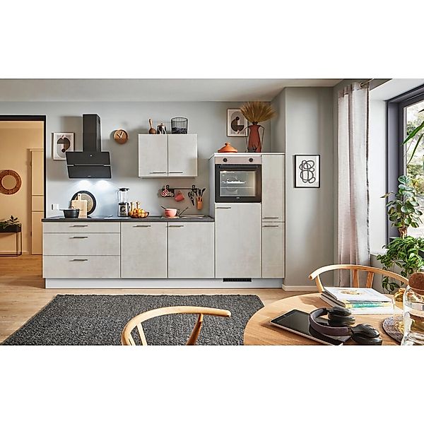 pino Küchenzeile 310cm Beton Weißgrau Anschlag rechts 1 Geräte-. 1 Seitensc günstig online kaufen