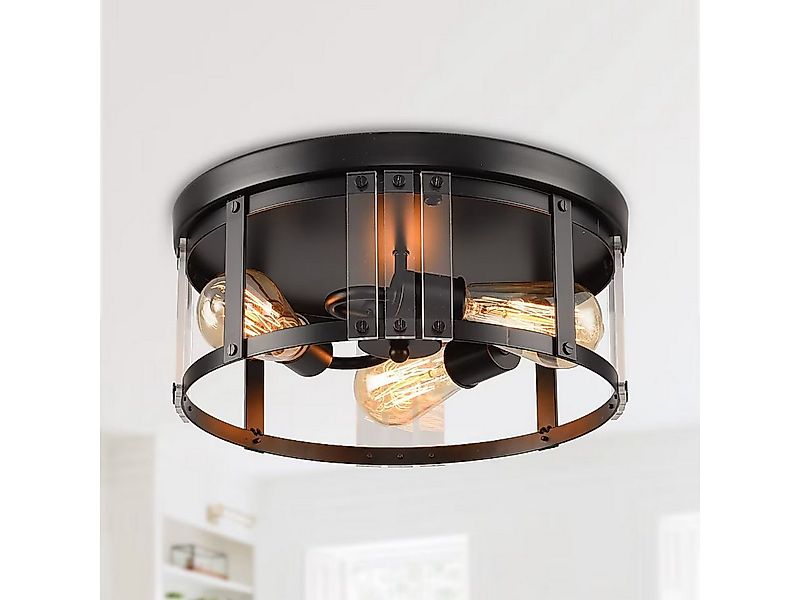 Diyarts Deckenleuchten, 3-flammige Flush-Mount Deckenleuchte E26 bis 60 W, günstig online kaufen