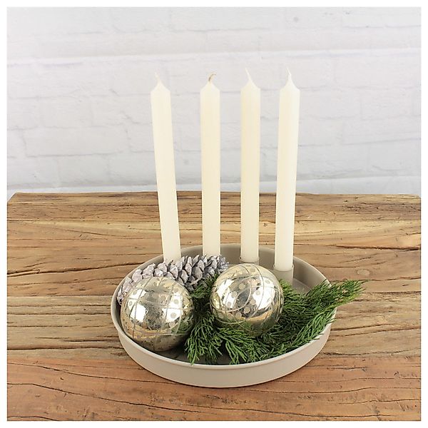 Macosa Home Adventskranz Kerzenteller rund Taupe günstig online kaufen
