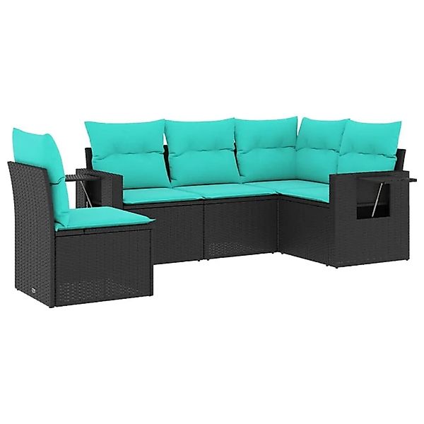 vidaXL 5-Tlg Gartensofa-Set mit Kissen Schwarz Polyrattan 3220166 günstig online kaufen