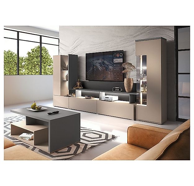 Lomadox Wohnzimmer-Set SELCE-83, (Mega-Spar-Set, 3-St., Wohnwand Vitrine Co günstig online kaufen