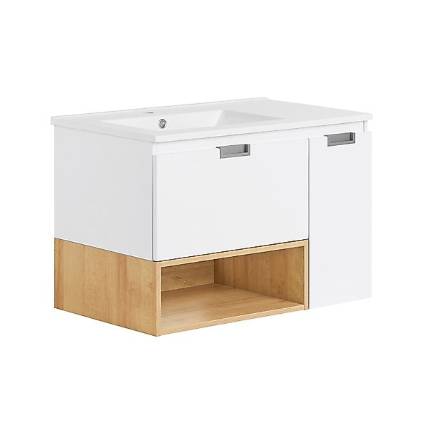 SoBuy Waschbeckenunterschrank schmal Badschrank Weißnatur BZR178-WN günstig online kaufen