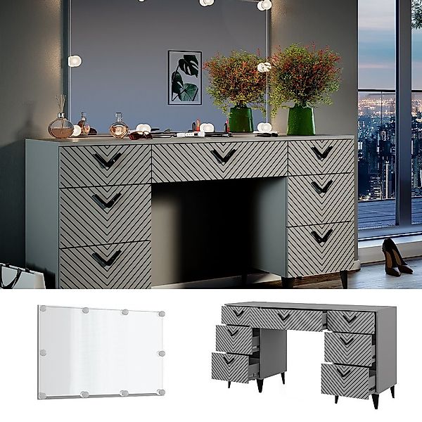 Vicco Schminktisch Anett, Grau, 150 cm günstig online kaufen