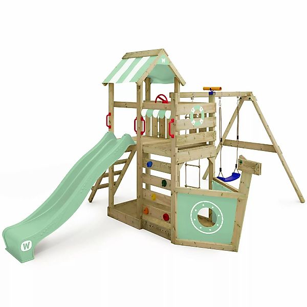 Wickey Spielturm SeaFlyer Klettergerüst mit Rutsche Pastellgrün günstig online kaufen