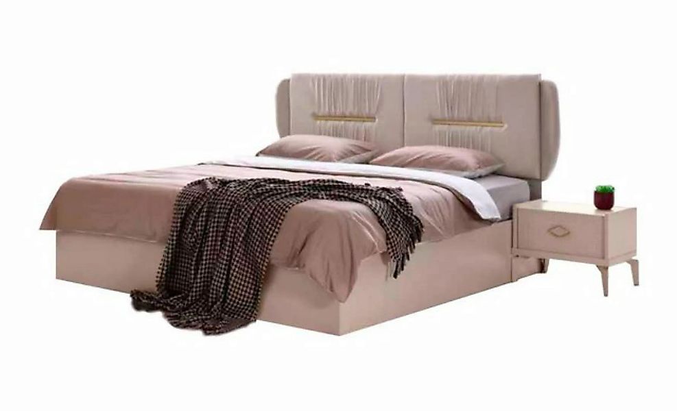 JVmoebel Bett Beige Bett Schlafzimmer Doppelbett Modern Design Rechteckig ( günstig online kaufen