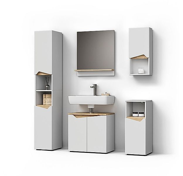 Livinity® Badmöbel-Set Timavo, Weiß/Artisan-Eiche, 5 Teile günstig online kaufen
