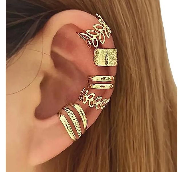 VEKROBOT Ohrstecker-Set Retro Ohrclips 5 C förmige Clips mehrlagiges Blatt günstig online kaufen