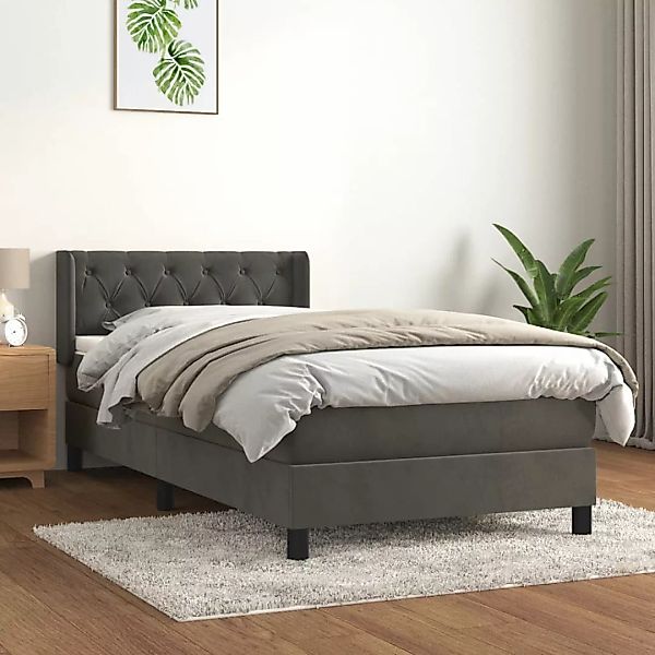 Vidaxl Boxspringbett Mit Matratze Dunkelgrau 80x200 Cm Samt günstig online kaufen