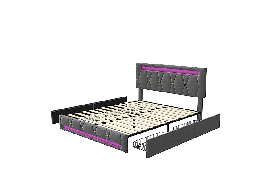 PXloue Polsterbett Doppelbett Stauraumbett mit bettkasten, mit Lattenrost u günstig online kaufen