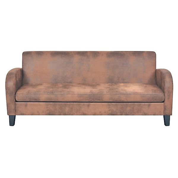 vidaXL 3-Sitzer Sofa Kunstleder Wildleder-Optik Braun günstig online kaufen