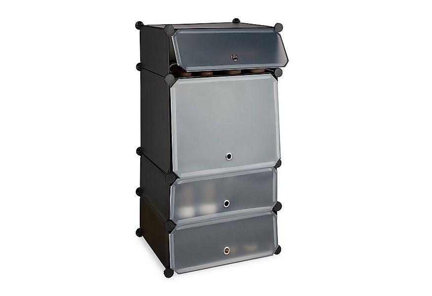 relaxdays Schuhregal Kunststoff mit 4 Fäch, schwarz günstig online kaufen