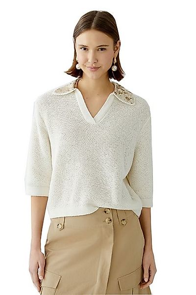 Oui 3/4 Arm-Pullover Oui Polopullover mit Highlight Strickkragen 36 (1-tlg) günstig online kaufen
