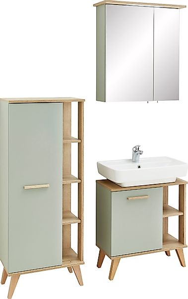 Saphir Badmöbel-Set "Quickset 3-teilig, Waschbeckenunterschrank mit LED-Spi günstig online kaufen
