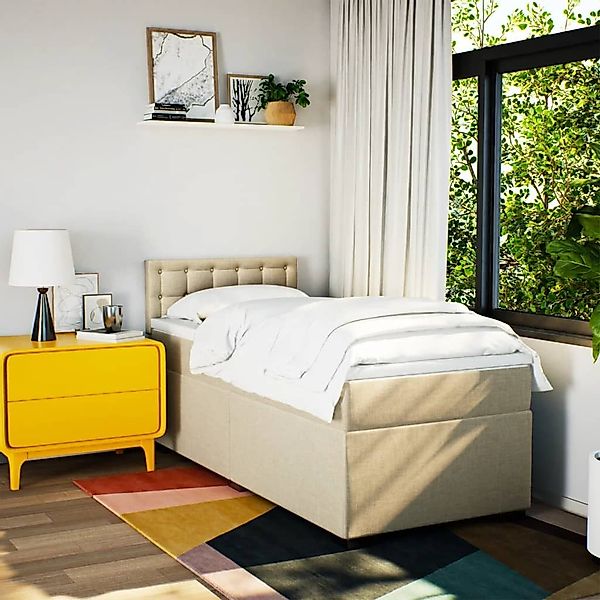 vidaXL Bett Boxspringbett mit Matratze Creme günstig online kaufen