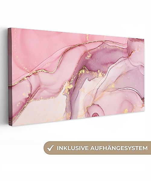 OneMillionCanvasses® Leinwandbild Panorama Gold - Marmor - Rosa, Fotodruck günstig online kaufen