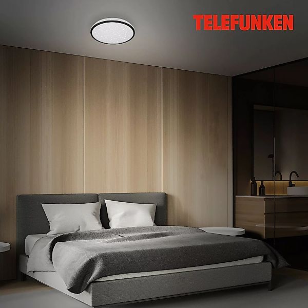 Telefunken LED-Deckenleuchte Tepi Ø 28 cm mit Sensor Schwarz günstig online kaufen