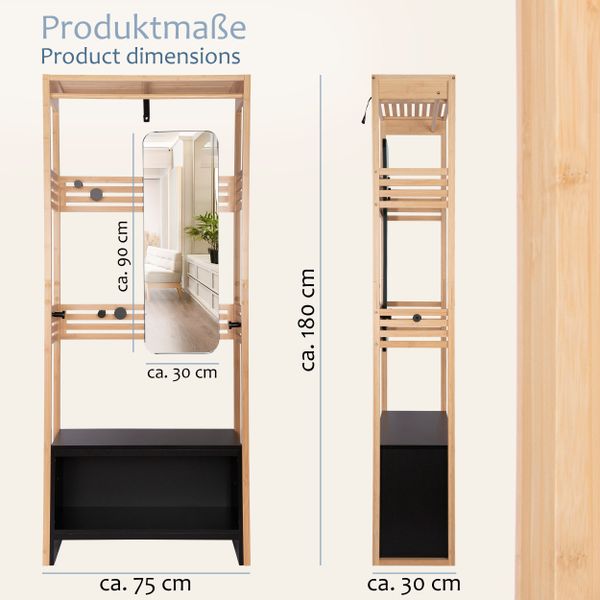ONVAYA Garderobenständer Bambus mit Spiegel ǀ günstig online kaufen