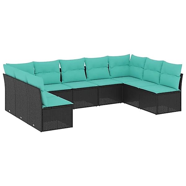 vidaXL 9-Tlg Gartensofa-Set mit Kissen Schwarz Polyrattan 3218067 günstig online kaufen