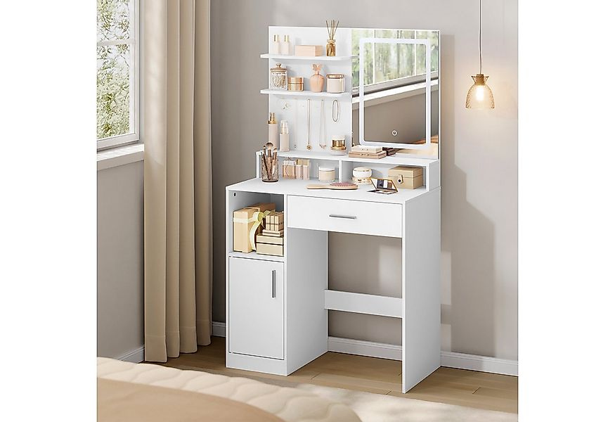 Woltu Schminktisch, mit Spiegel Ablagen Schublade Schließfach 3 Lichtfarben günstig online kaufen