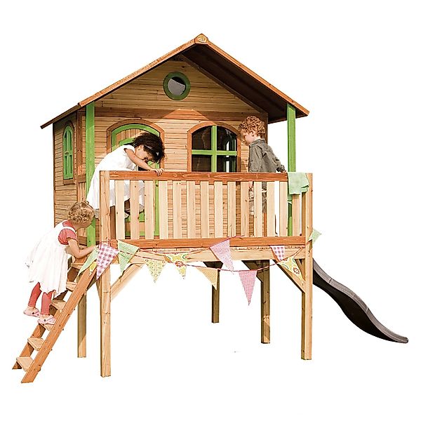 Axi Spielhaus Sophie Braun/Grün mit Rutsche Hellgrün 380 x 274 x 212 cm FSC günstig online kaufen