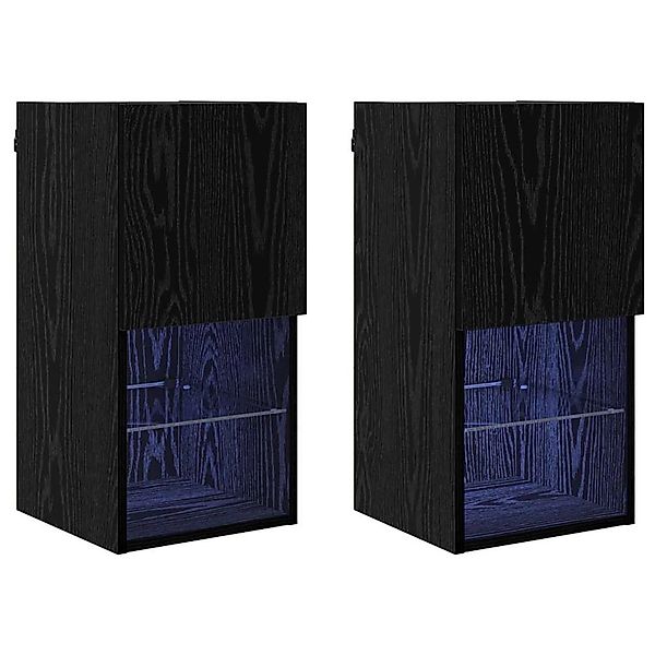 vidaXL Wandmontierte TV-Schränke 2 Stk Schwarz Eichen-Optik 882947 günstig online kaufen