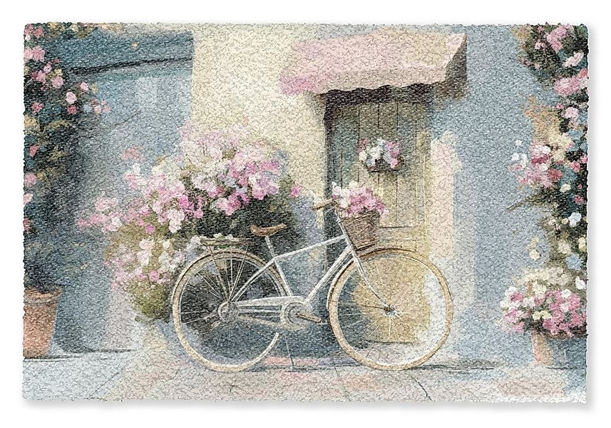 MuchoWow Fußmatte Fahrrad - Pastellfarben - Blumen, Rechteckig, innen Schmu günstig online kaufen