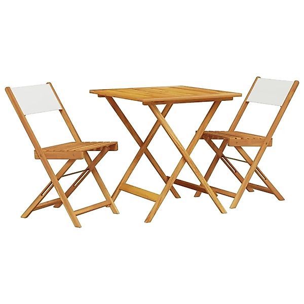vidaXL 3-tlg Bistro-Set CremeWeiß Stoff und Massivholz Modell 5 günstig online kaufen