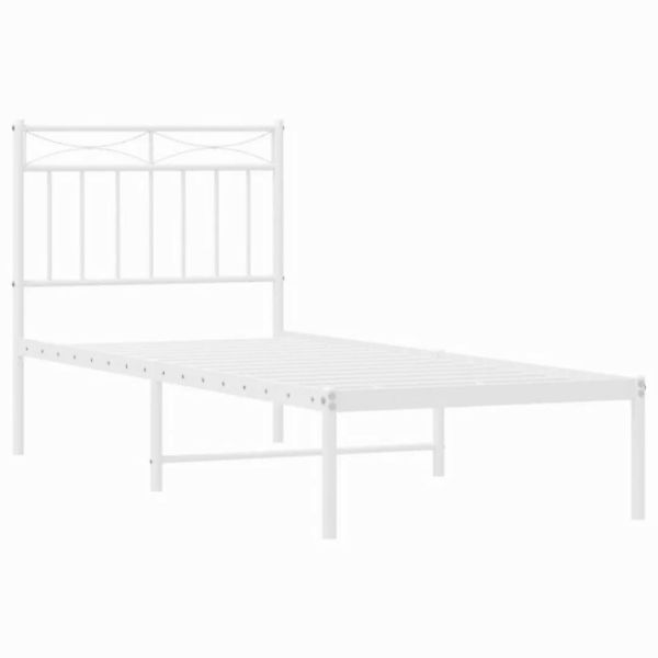 vidaXL Bettgestell Bettrahmen mit Kopfteil Metall Weiß 80x200 cm Bett Bettg günstig online kaufen