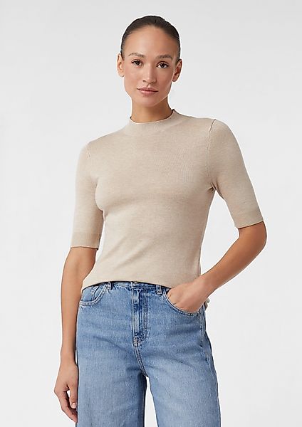 comma Kurzarmshirt Kurzärmeliger Feinstrickpullover mit angedeutetem günstig online kaufen