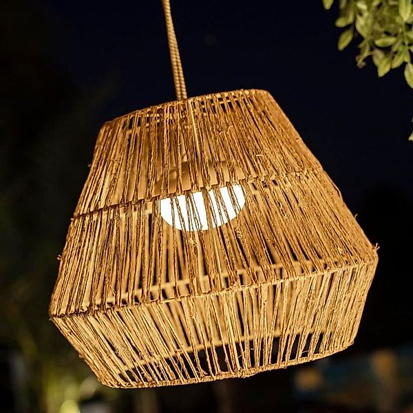 LED Akku Pendelleuchte Sisine in Natur 9W 900lm IP54 günstig online kaufen