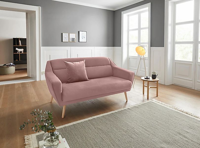 OTTO home 2-Sitzer "Bille" mit Naht im Rückenkissen und Eiche-Beinen, Desig günstig online kaufen