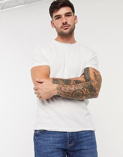 Brave Soul – Ungesäumtes T-Shirt in Weiß günstig online kaufen