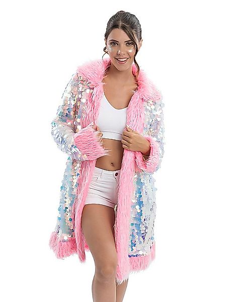 CHAKS Partyanzug Wendbarer Paillettenmantel mit Kunstfell pink für Erwachse günstig online kaufen
