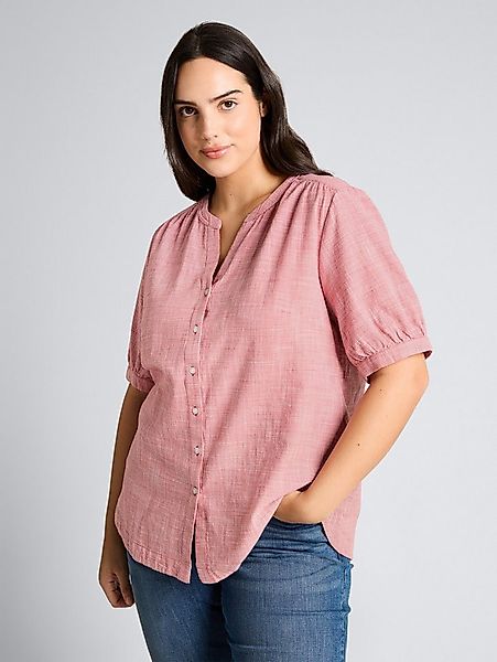 TOM TAILOR PLUS Kurzarmbluse Blusen & Shirts Plus Size - Bluse aus Baumwoll günstig online kaufen
